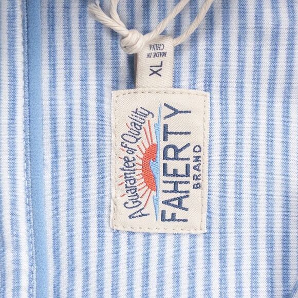 Faherty Movement Quarter Zip Pullover XL Blue Madaket Stripe NWT Stretch Knit - Picture 9 of 11